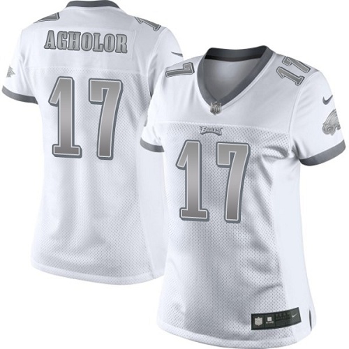 Women's Elite Nelson Agholor Nike Jersey White - #17 Platinum NFL Philadelphia Eagles